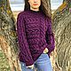 Order Jerseys: Women's knitted sweater with a cross pattern in purple on the back. Kardigan sviter - женский вязаный свитер кардиган оверсайз. Livemaster. . Sweaters Фото №3