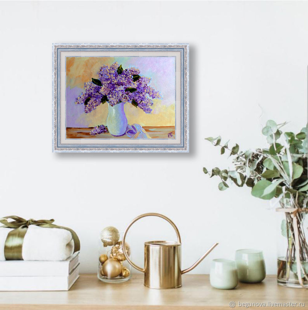 Картина маслом сирень в вазе, букет сирени на холсте в интернет ...