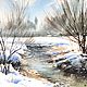 Watercolor painting ' River. Spring day. ', Pictures, Moscow,  Фото №1