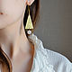 Brass earrings 'Jasmine' with rose quartz. Long earrings. Earrings. Strangell Jewelry. My Livemaster. Фото №6