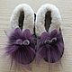 Children's fur slippers made of sheepskin 'Bunnies', Footwear for childrens, Moscow,  Фото №1
