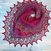 Аксессуары handmade. Livemaster - original item Mini shawl Fishnet Openwork Woolen Warm Cape Knitted Fuchsia Lilac. Handmade.