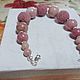 Bracelet made of natural rhodonite, lava, shell and 925 silver. Bead bracelet. marusjy. My Livemaster. Фото №6