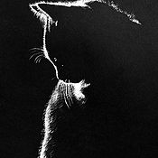 Картины и панно handmade. Livemaster - original item Pictures: Painting Black Kitty. Handmade.