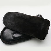 Аксессуары handmade. Livemaster - original item Mink mittens are black. Handmade.