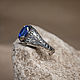 Order Men's ring with a pentagram and black opal ' Fafnir'. Unusual Gemstone Jewelry. Livemaster. . Rings Фото №3