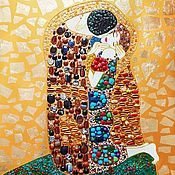 Картины и панно handmade. Livemaster - original item Painting Kiss Gustav Klimt. Semiprecious stones, gold and gold leaf. Handmade.