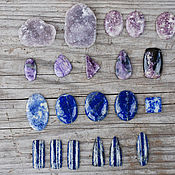Материалы для творчества handmade. Livemaster - original item Cabochons (charoite, lapis lazuli, lepidolite and quartz). Handmade.