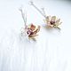 Pink Apricot Flower earrings with crystal drops. Earrings. miruku-wedding. Online shopping on My Livemaster.  Фото №2