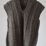 Мужская одежда handmade. Livemaster - original item Knitted wool Vest grey. Handmade.