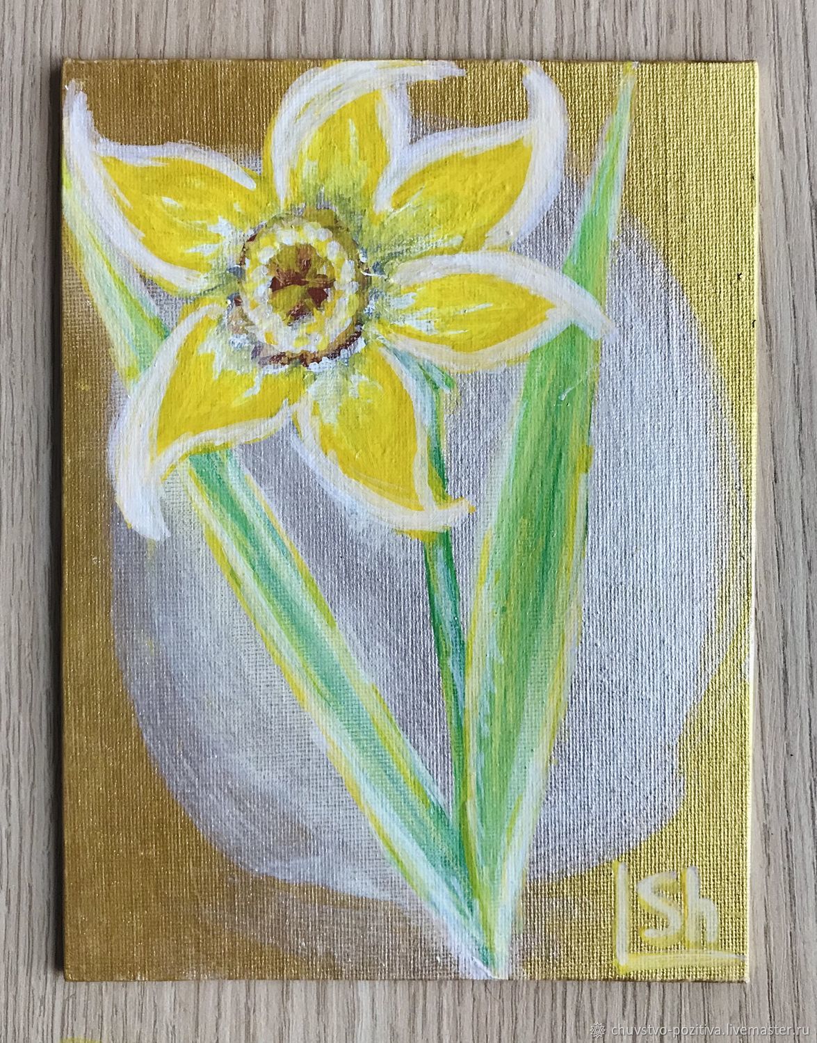 Картина нарцисс на золотом «Солнечный» 20х15 см – купить на Ярмарке ...