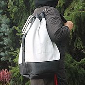 Сумки и аксессуары handmade. Livemaster - original item Backpack urban genuine textured leather Combi black and white. Handmade.