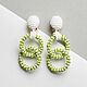 Earrings Rings: Lime. cruise collection. bead earrings, Congo earrings, Omsk,  Фото №1