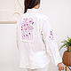 White linen shirt with plum-colored embroidery 'Poppies'. Blouses. NATALINI. Online shopping on My Livemaster.  Фото №2