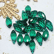 Материалы для творчества handmade. Livemaster - original item Beads Drops 12/6mm Green Emerald 1 piece Briolettes. Handmade.