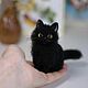 Чёрный кот, игрушка из шерсти, Войлочная игрушка, Правдинск,  Фото №1