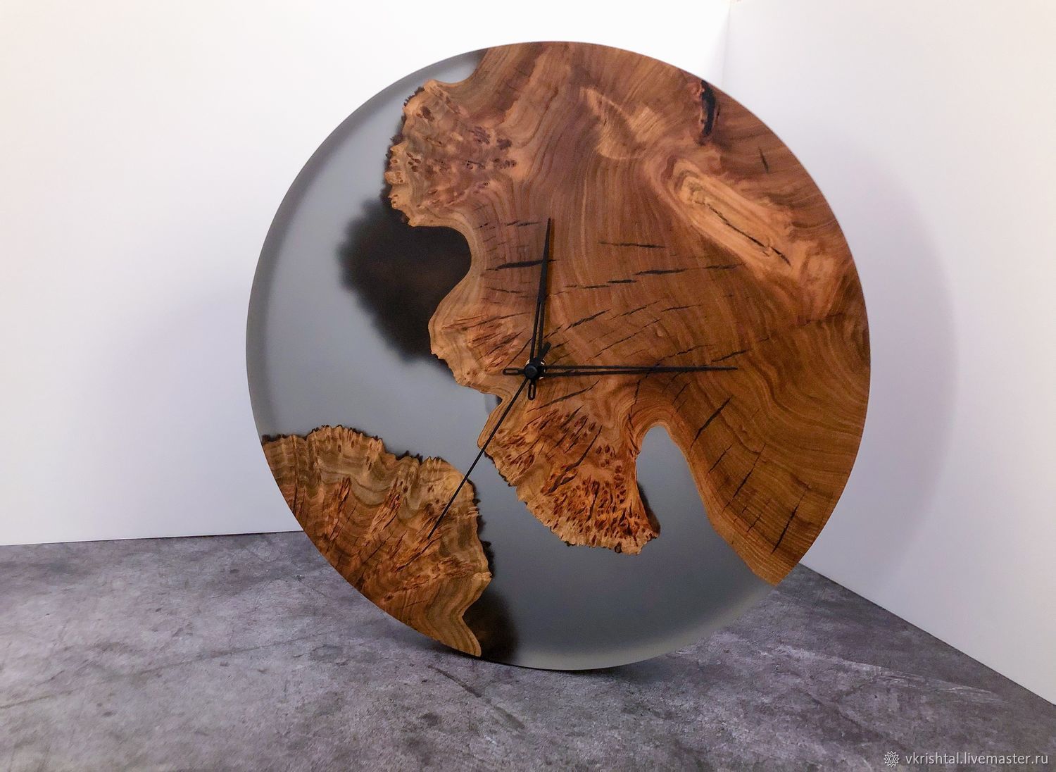Часы настенные дерево карагач d-40 – заказать на Ярмарке Мастеров ...