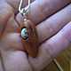 Wooden pendant with turquoise, red wood. Pendants. Woollywood_woodcarving. My Livemaster. Фото №6