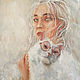 Girl with a cat, white cat oil painting. Pictures. myfoxyart (MyFoxyArt). Online shopping on My Livemaster.  Фото №2
