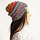 Product copy Beanie hat made of hemp, rainbow color #087, Caps, Nizhny Novgorod,  Фото №1