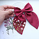 Bow Hairpin Linen Bordeaux - Rose Embroidery. Hairpins. annetka-ann (annetka-ann). My Livemaster. Фото №5