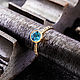 Vermeil ring with 6mm swiss blue topaz (RCR6), Rings, Moscow,  Фото №1
