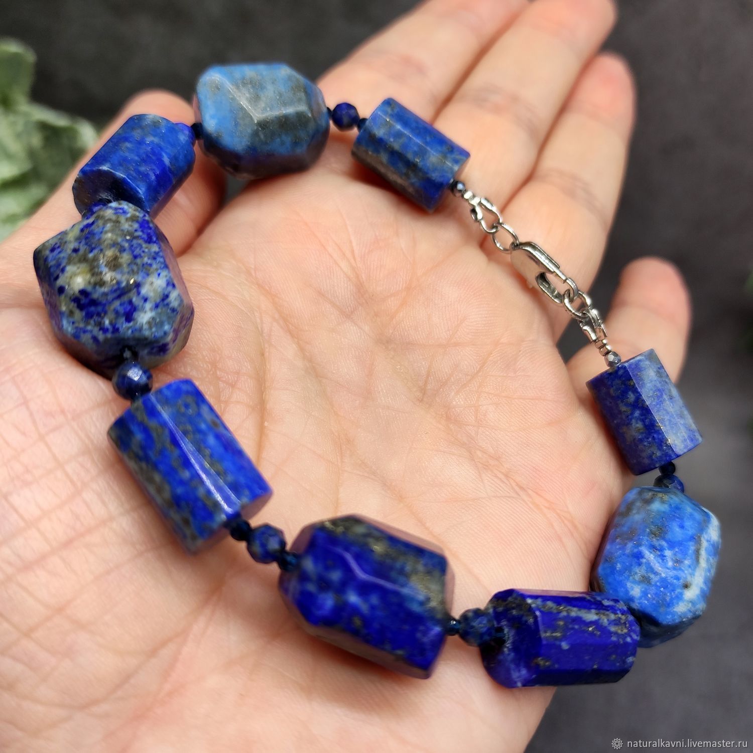 Браслет - Натуральный Синий Лазурит купить в интернет-магазине Ярмарка ...