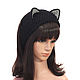 Headband with Cat ears knitted hair Black. Bandage. Space Cat Knitting. My Livemaster. Фото №5