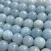 Материалы для творчества handmade. Livemaster - original item Copy of Copy of Aquamarine 8mm Thread, Beads Ball with Cut. Handmade.