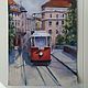 Urban landscape with tram (terracotta beige grey pastel painting). Pictures. Pastelena. My Livemaster. Фото №6