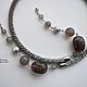 Order An open necklace made of rauchtopaz, pearls and agate Botswana gray. gershman. Livemaster. . Necklace Фото №3
