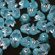 Материалы для творчества handmade. Livemaster - original item Beads Flowers 10mm Blue Pearl 1 piece Acrylic. Handmade.