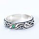 Silver celtic ring with leaves amd two gem stones, Rings, Moscow,  Фото №1