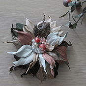 Комплект шапочка с цветком и шарф-снуд "Романтика" пыльная роза