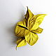 Order Leather brooch flower 'Lemon' yellow lemon gray mustard. De-Si-Re. Livemaster. . Brooches Фото №3