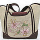 Текстильная сумка с вышивкой розовые лилии, Классическая сумка, Тольятти,  Фото №1