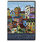 Картины и панно handmade. Livemaster - original item Sunny houses/ 40h60 cm/ oil painting on canvas. Handmade.