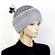 Luxury women's hat made of Finnish mink fur on knitwear DF-90, Caps, Ekaterinburg,  Фото №1