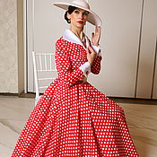 Одежда ручной работы. Ярмарка Мастеров - ручная работа Vestido retro de Dior Rojo para mujer