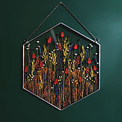 Панно - гербариум с сухоцветами и растениями 26 х 48 см "4"