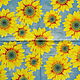 Napkins for decoupage Yellow sunflowers on a blue background, Napkins for decoupage, Moscow,  Фото №1