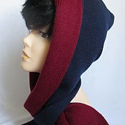 Аксессуары handmade. Livemaster - original item Hoods: Hood double burgundy-blue. Handmade.