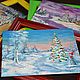 Picture miniature Christmas tree and snowman in the forest, 20h15, oil. Pictures. Valeria. My Livemaster. Фото №6