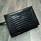 Clutch bag for men, crocodile leather, in black, Man purse, St. Petersburg,  Фото №1