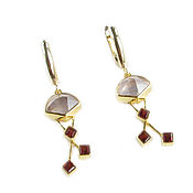 Украшения handmade. Livemaster - original item Garnet and quartz earrings, Long earrings natural stones. Handmade.
