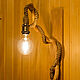 Настенный светильник из ветки дуба с канатом в стиле лофт. Настенные светильники. Мастерская дерева и света. Интернет-магазин Ярмарка Мастеров.  Фото №2