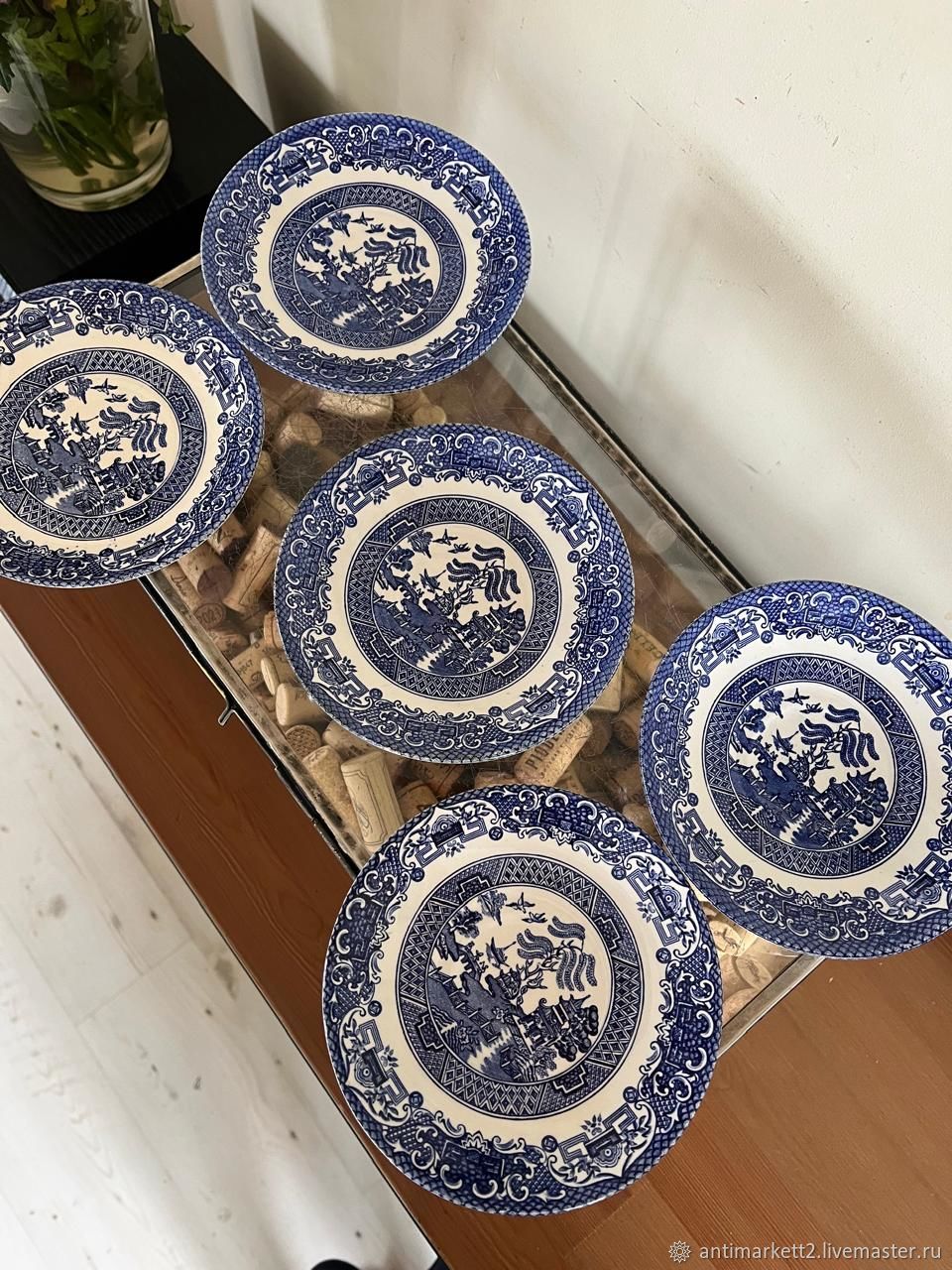 Винтаж: Old Willow тарелка пирожковая антикварная в интернет-магазине Ярмарка Мастеров по цене 1200 ₽ – V1S92RU | Тарелки винтажные, Москва - доставка по России
