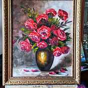 Картины и панно handmade. Livemaster - original item Oil painting on canvas Roses! flowers in a vase. Handmade.