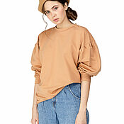 Одежда handmade. Livemaster - original item Cotton sweatshirt with voluminous sleeves in peach color. Handmade.