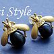 Серьги-пусеты с черным жемчугом ,,LADYBUG,,. Серьги-пусеты. Tati Style. Ярмарка Мастеров.  Фото №6